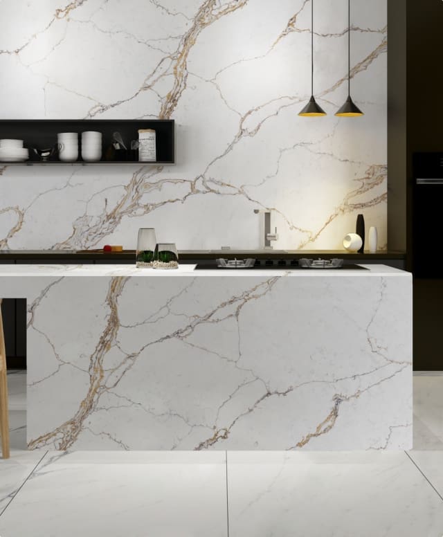 white Quartz worktop. Best kitchen worktops in Bristol.