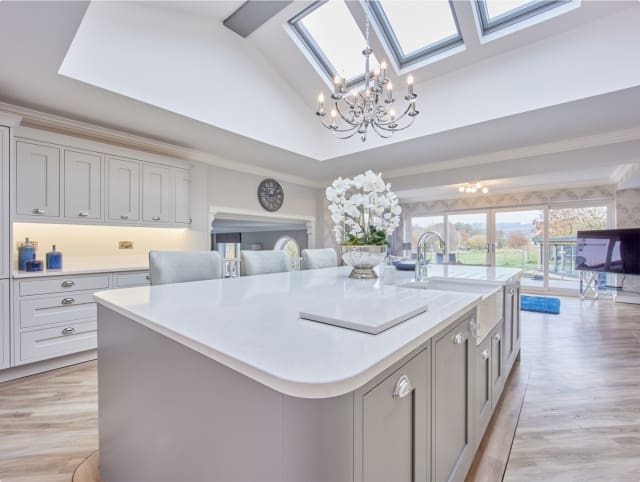 Island style ceramics kitchen worktop. Best kitchen worktops in Bristol.